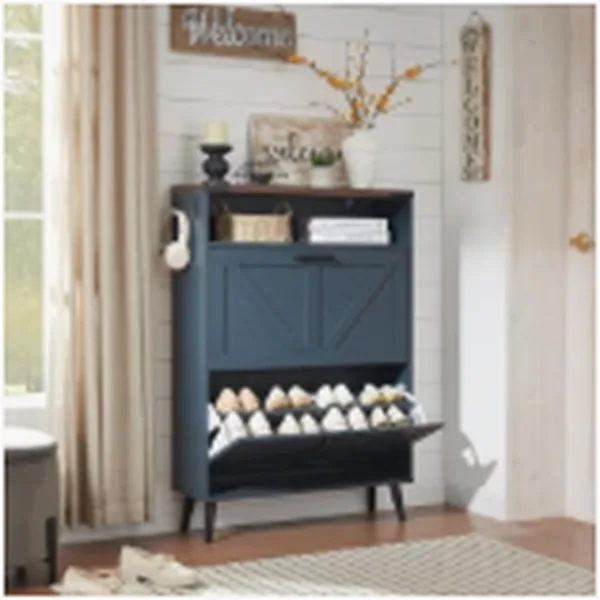 Barnyatoh slim shoe cabinet for compact entryway shoe storage